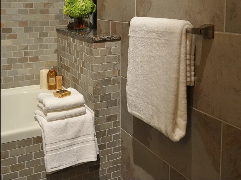 Stone Brick Look Tile in Bathroom